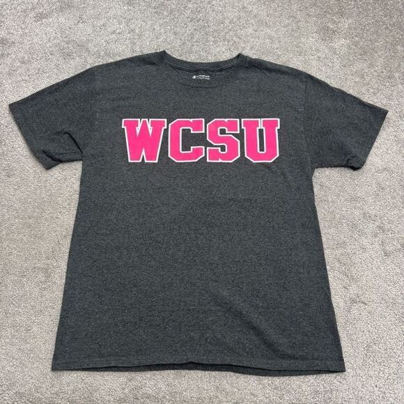 Champion Athletic WCSU Graphic T-Shirt Unisex Adult Medium Gray Pink College Tee - Picture 1 of 9